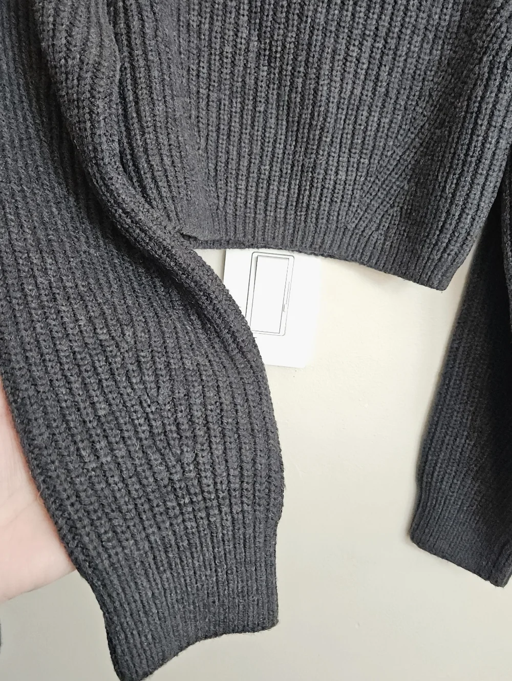Zara Charcoal Gray Ribbed Cropped Sweater Size Small